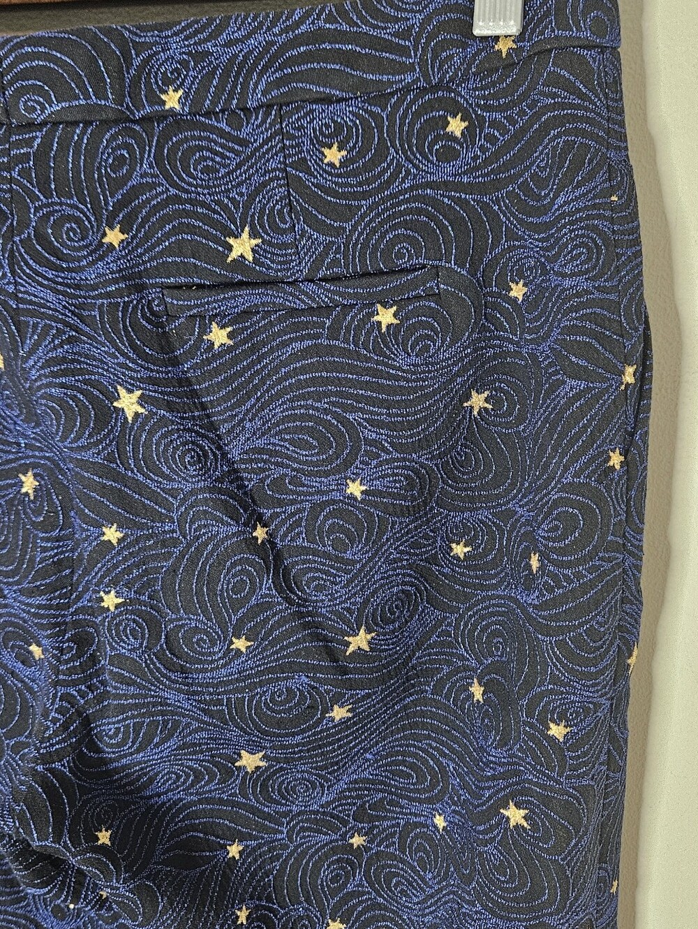 Escada Star Trouser Pants Navy Blue Embroidered Tapered Leg 40 Women's 10 - Picture 5 of 9